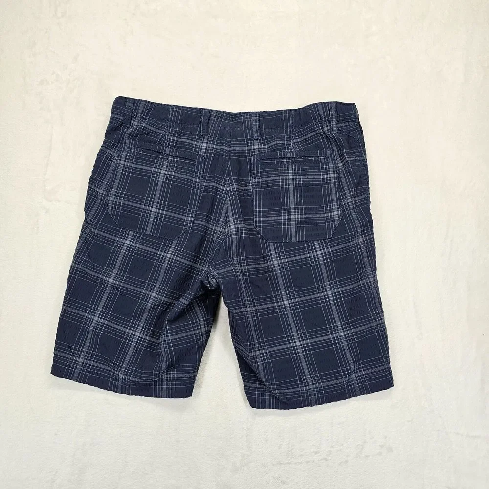 Tommy Bahama Golf Short Mens Size 32 (Meas. 34) Blue Plaid Performance Chino VGC